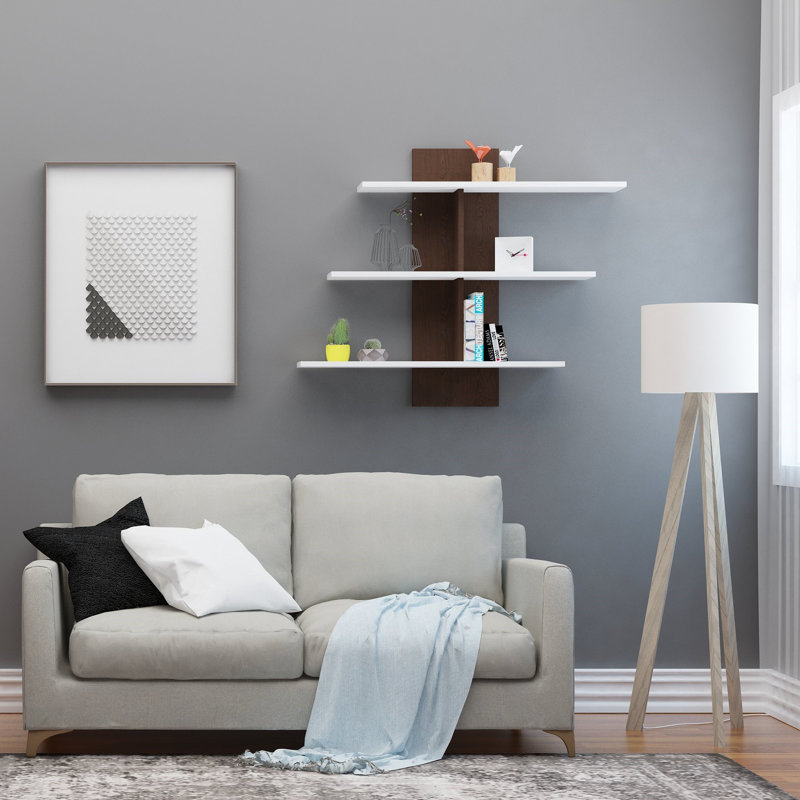 Croom 3 Piece Accent Shelf, White/Wenge