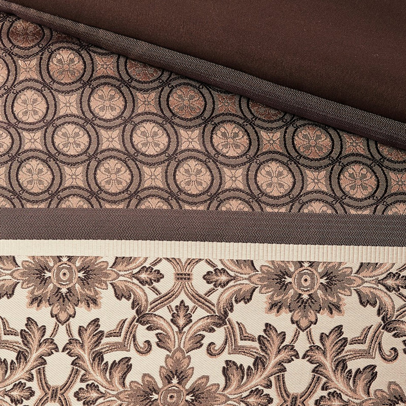 Édredon très grand 7 pièces en bleu - avec broderie élégante, 100% pour le rembourrage du lit, comprend 1 édredon, 2 taies décoratives et 3 coussins
