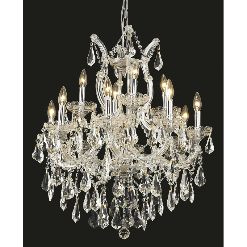 Stockard 13 - Light Glass Tiered Chandelier, Chrome / Crystal (Clear) / Royal Cut