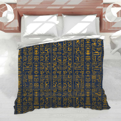 Édredon égyptien à motif de hiéroglyphes