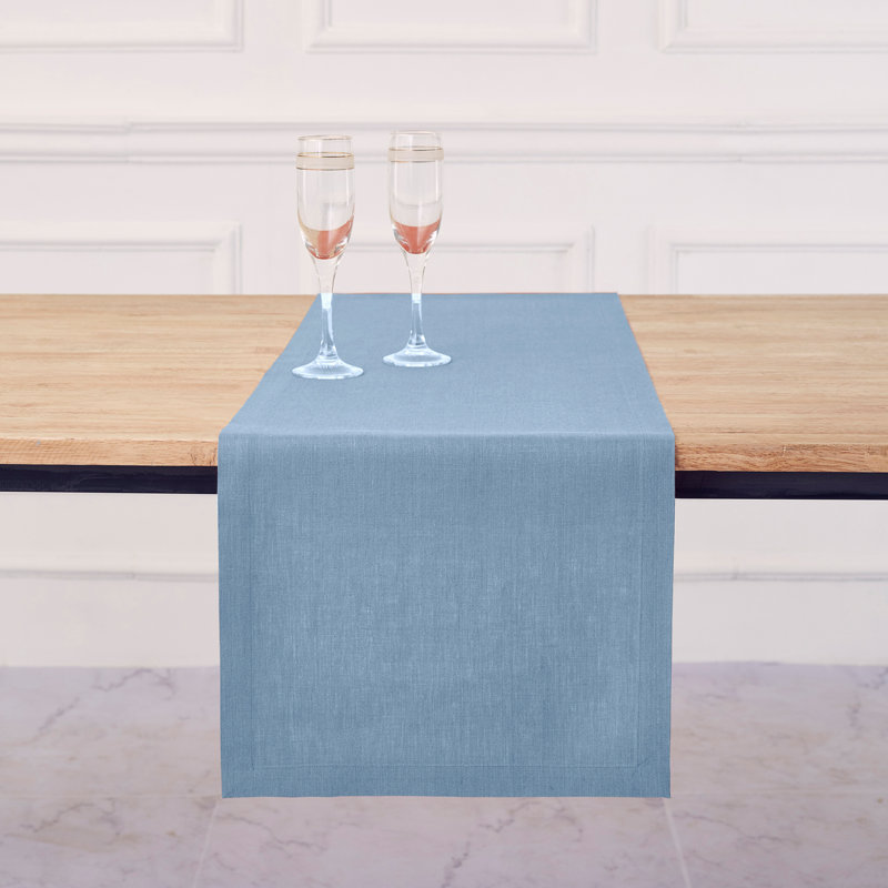Diana - 100% Pure Linen Table Runner, 108" x 14", Dusty Chambray Blue