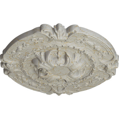 Endurathane Southampton Ceiling Medallion, 16 3/8"OD x 1 3/4"P (Fits Canopies up to 2 3/4"), Hand-Painted Pot of Cream Crackle Finish