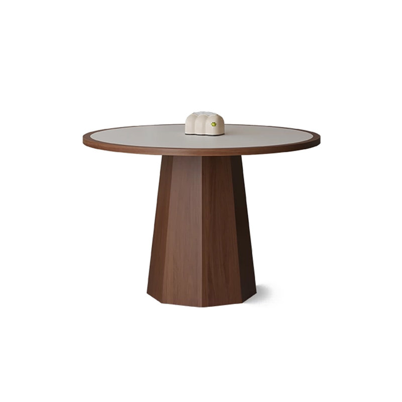 Table de salle à manger blanche et noyer, H 29,53 po x L 35,43 po x l 35,43 po