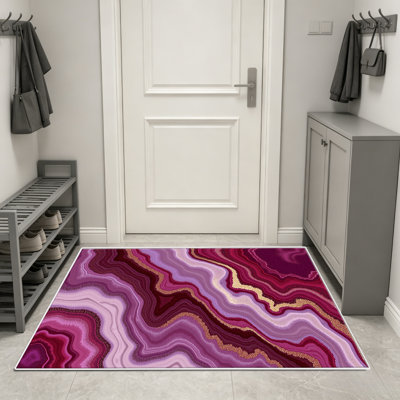 Tapis d'intérieur en agate dorée violette (1 pièce), élégant et polyvalent. Facile à nettoyer et à entretenir, il est idéal pour la chambre, le salon, le corridor, l'entrée, une chambre d'étudiant ou un bureau, et apporte une touche de fraîcheur à votre intérieur.