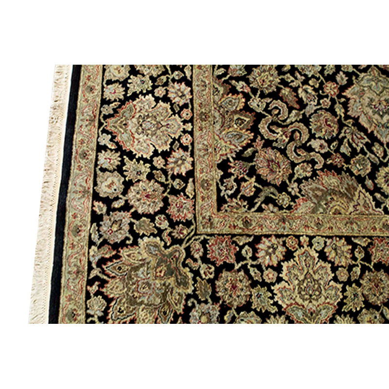 Tapis noir et noir de haute qualité noué à la main