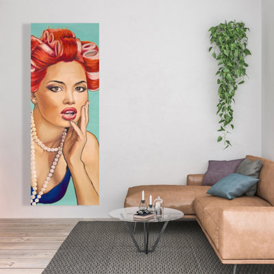 Pin up girl with curlers - Retro canvas home decor art