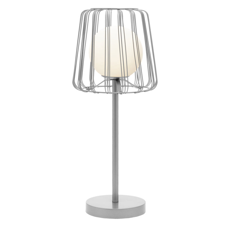 19.75"H Kahlen Open Metal Caged Shaded Table Lamp, Silver, Silver