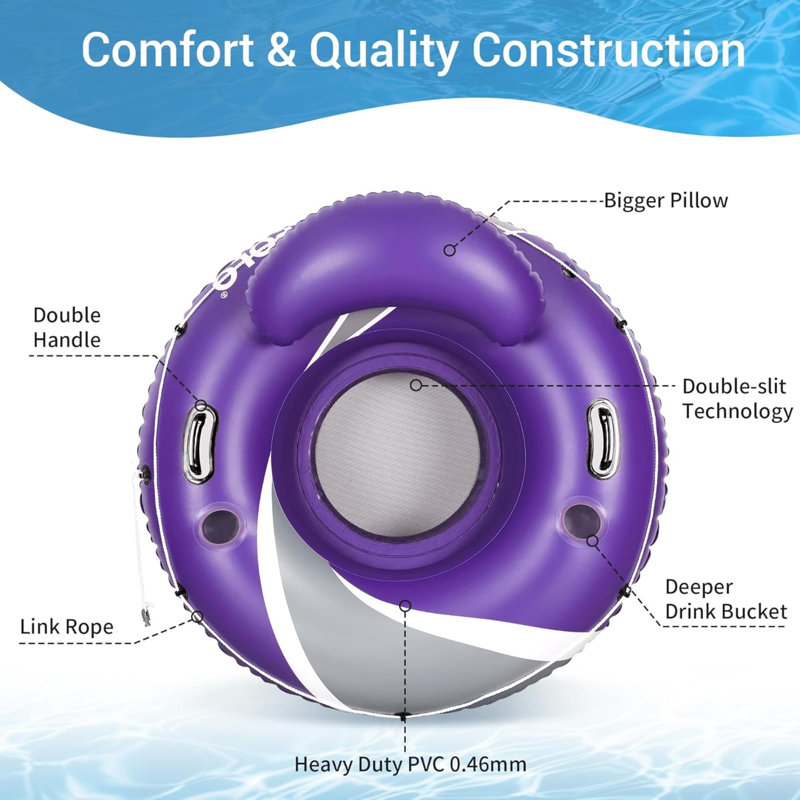 Tubes de rivière pour flotter robuste, adulte de flotteur de piscine, tube de flotteur gonflable pour le rafting sur le lac de plage, flotteurs de rivière avec fond en filet
