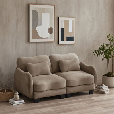 Curved Chenille Loveseat with Lumbar Pillows and Ergonomic Streamlined Design