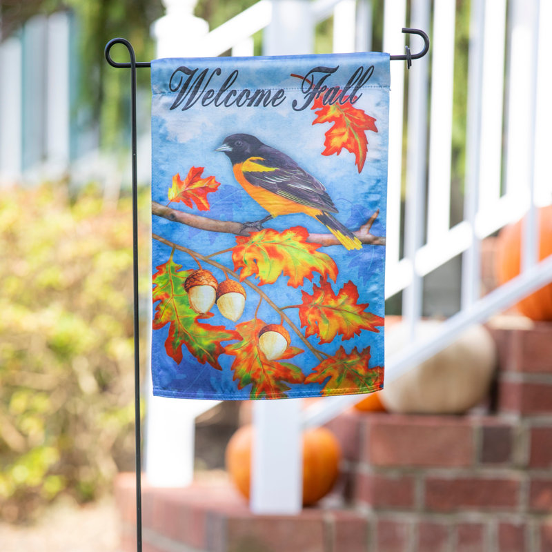Drapeau de jardin Welcome Fall Oriole en polyester 18 x 13 po