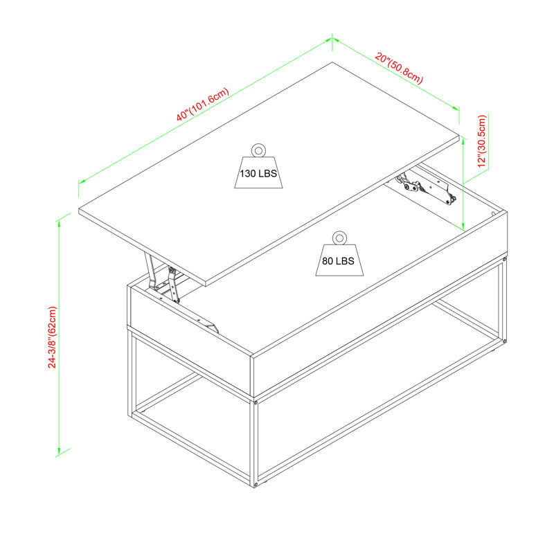 Stoltz 40" Lift Top Coffee Table with Storage