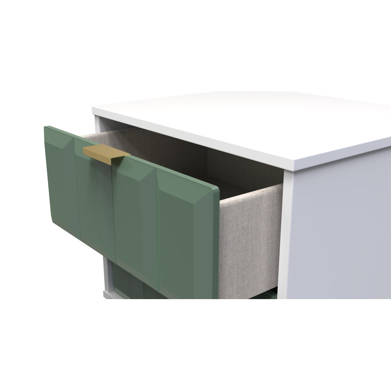 Allem 2 Drawer Bedside Cabinet (Ready Assembled), Labrador Green/White