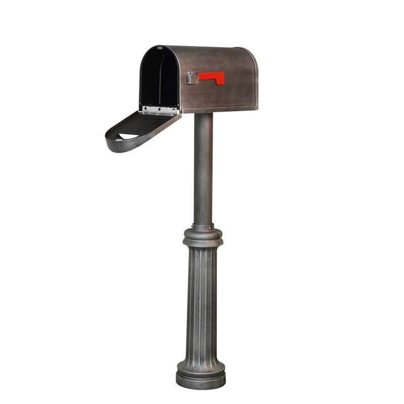 Aluminum Post Mounted Post Box, Swedish Silver