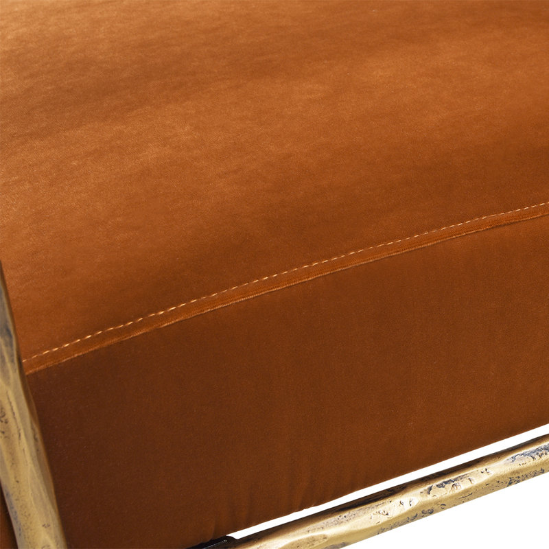 Fauteuil rembourré, Velours orange brûlé