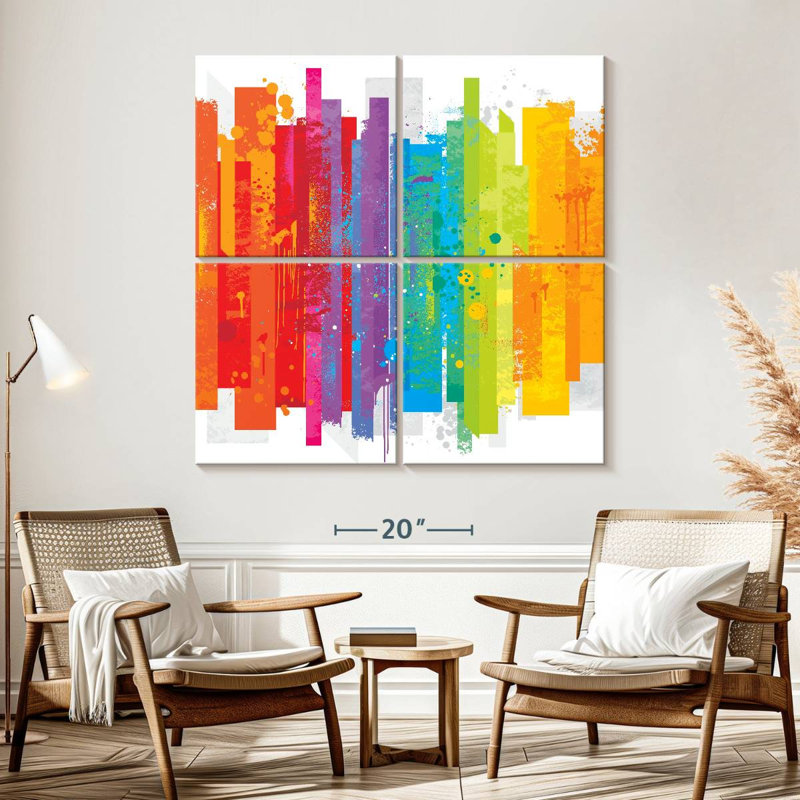 Kirara grunge abstrait arc-en-ciel, H 57 po x l 57 po