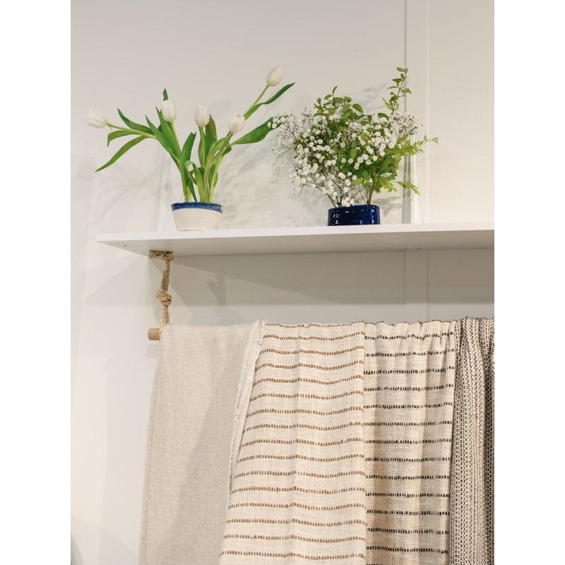 Jojo Hand Woven Throw Blanket, Ivory/Walnut
