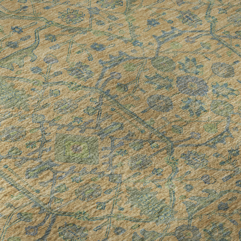 Premium Machine Washable Ducote AMF1131 Global Rug, Rectangle 10' x 14'