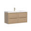Meuble-lavabo mural simple moderne de 122 cm (48 po) au fini chêne naturel et lavabo intégrée.-510615033