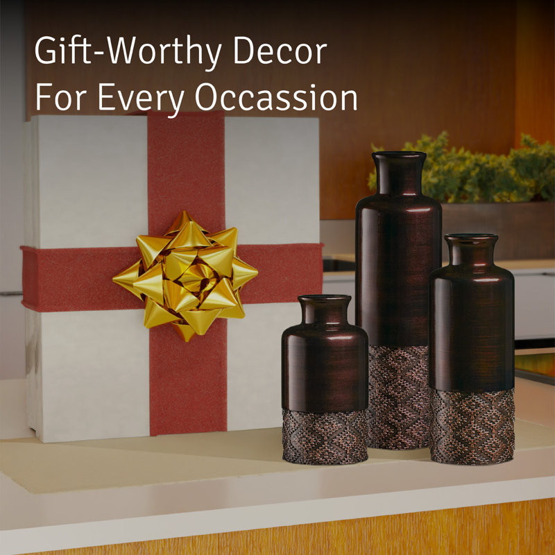 Creative Scents Dublin Vases Set of 3, Brown