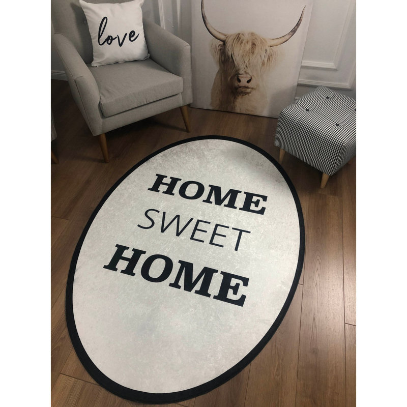 Tapis rectangulaire en polypropylène tissé à la machine Edolia - noir / blanc, Rectangle 2 pi 7 po x 4 pi 11 po