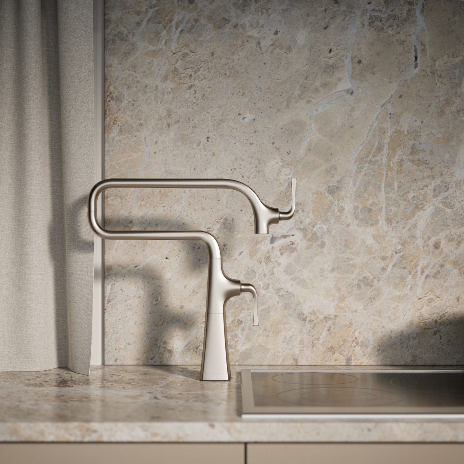 Graze Deck-Mount Pot Filler Faucet, Vibrant Stainless