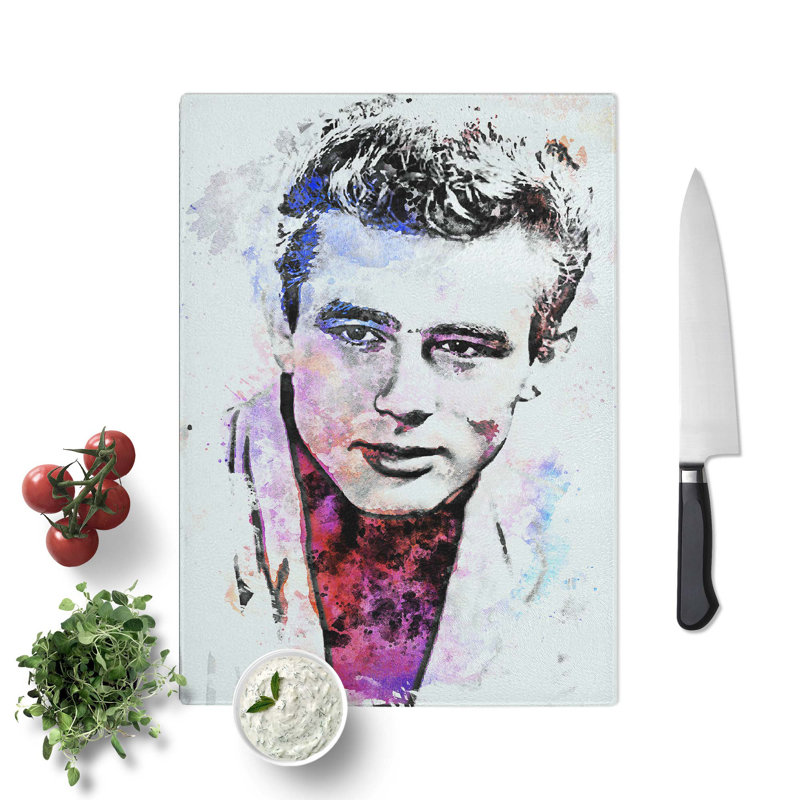 Glass James Dean in Abstract Chopping Board, 39 cm W x 28.5 cm L