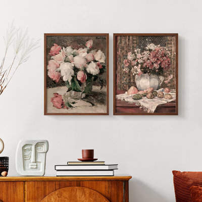 Vintage Floral LII - Impression Giclée sur cadre - ensemble de 2