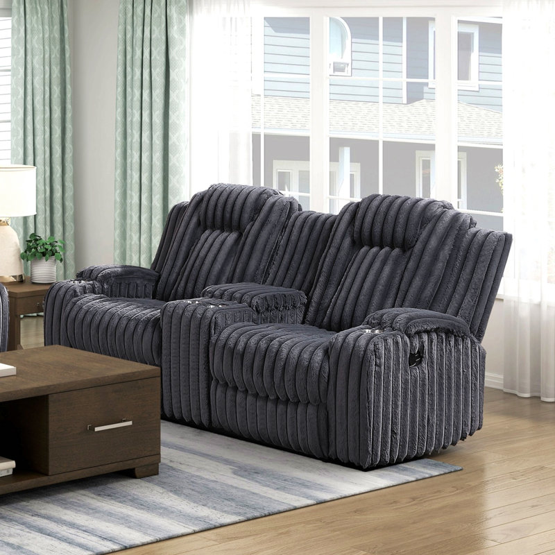 Causeuse inclinable avec console centrale Porte-gobelet Comfort, Gris foncé