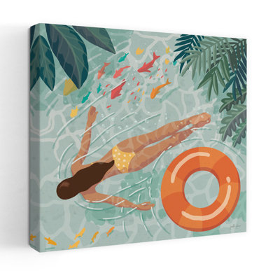 «Beach Babes IV», palmier abstrait, art de plage, poisson