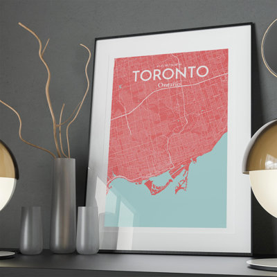 Toronto City Map in Maritime 1 Piece Wall Art