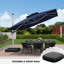 Parasol en porte-à-faux carré 132 po avec base à roulettes 132 po, bleu marine-462881544