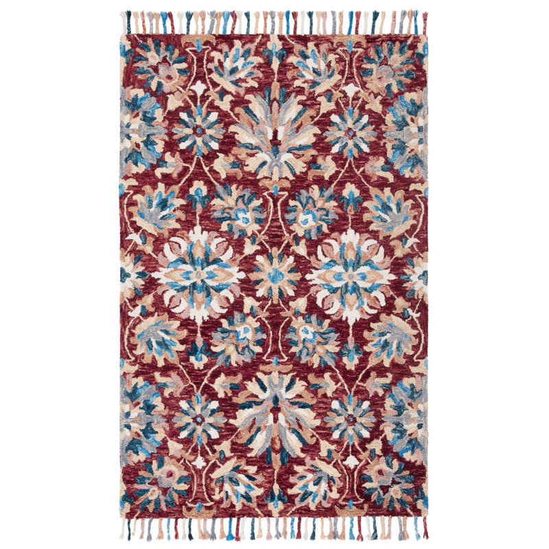 Brittan Hand Tufted Wool Floral Rug, Rectangle 5' x 8'