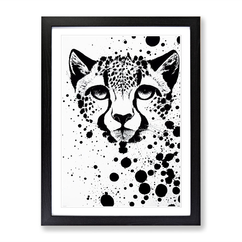 Cheetah Paint Splatter - Picture Frame Print, Black Framed, 46cm H x 34cm W