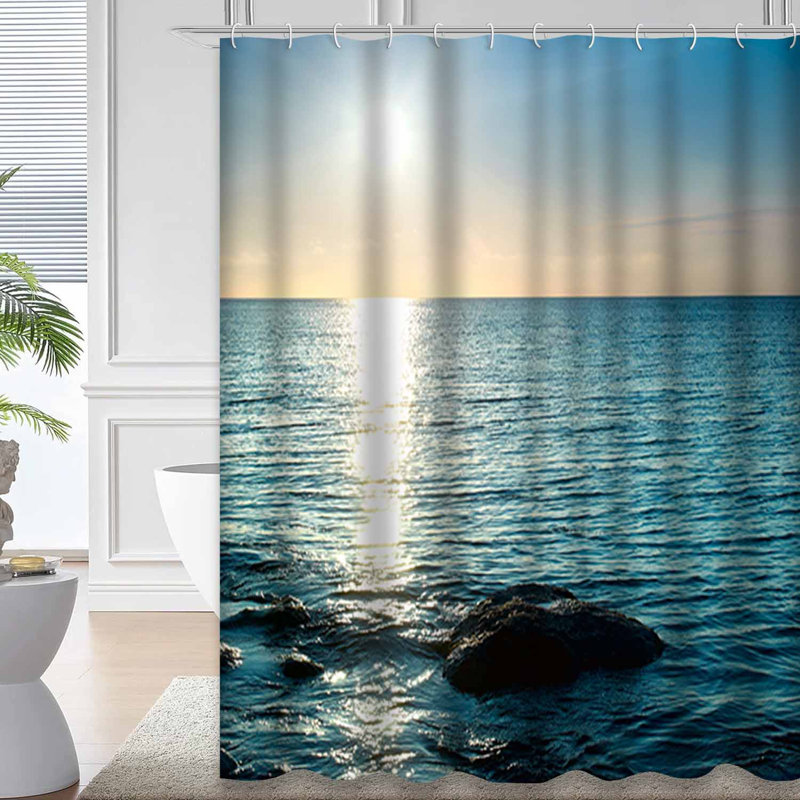 Rideau de douche avec 12 crochets Sea Shore, L 72 po x l 84 po