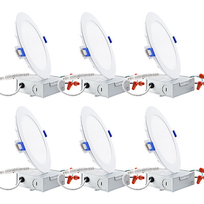 Basic Series 12W 6 Inch LED Recessed Lighting with Junction Box, 2700K Soft White, 5%-100% Dimmable