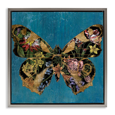 Vintage Floral Butterfly Canvas Wall Art by Naomi McCavitt