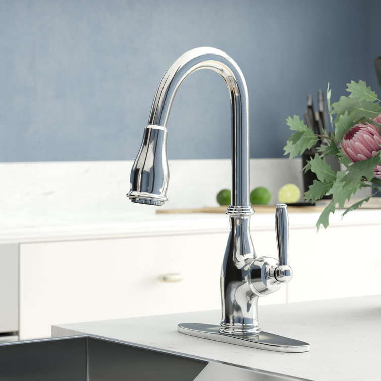 Brantford Pull Out Single Handle Kitchen Faucet with PowerBoost and Reflex