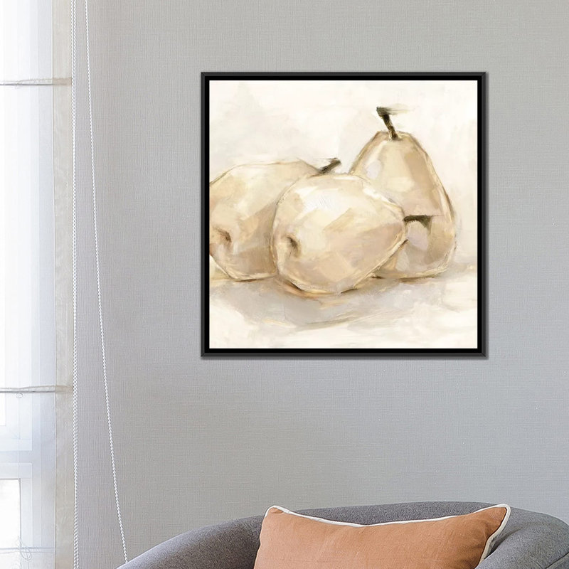 "White PEAR Study II" par Ethan Harper, reproduction d’art, H 26 po x l 26 po x P 1,5 po, Toile avec cadre noir, Aucun mat