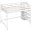 Lit mezzanine double en blanc avec rangement intégré et escalier - Structure en bois de pin robuste pour l'intérieur de la chambre intégrée-856774288