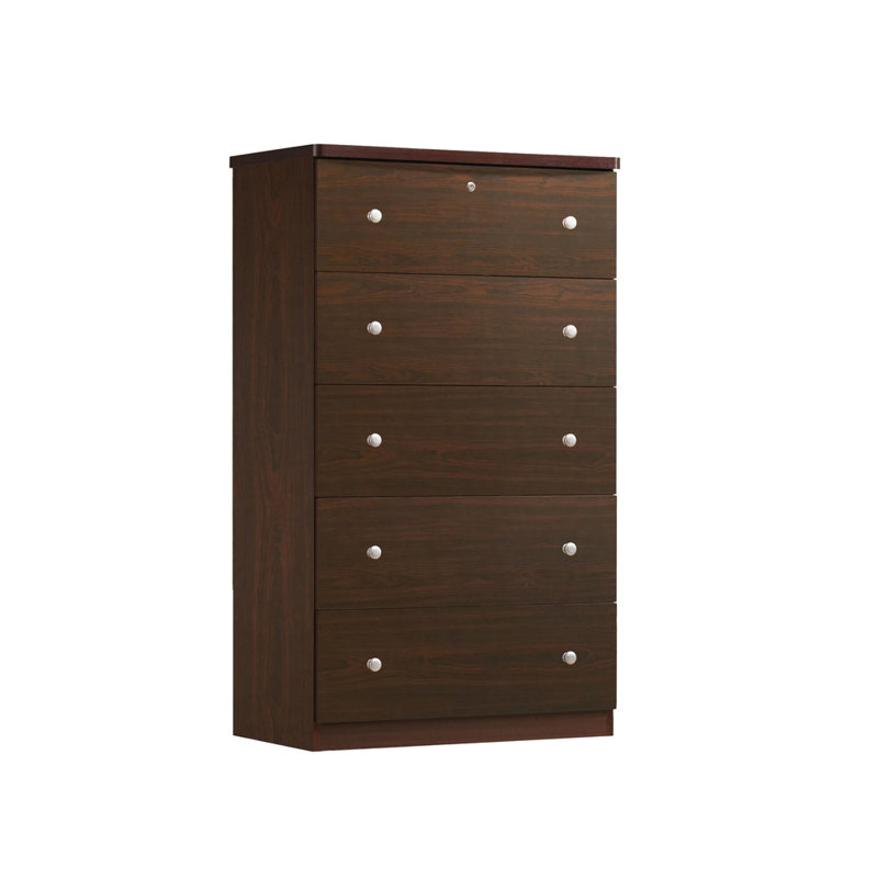 Commode 5 tiroirs Conroy, Acajou