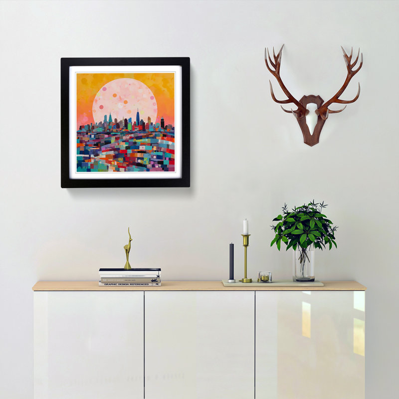 City Of Cardiff Color Field - Single Picture Frame Print on Wood, Black