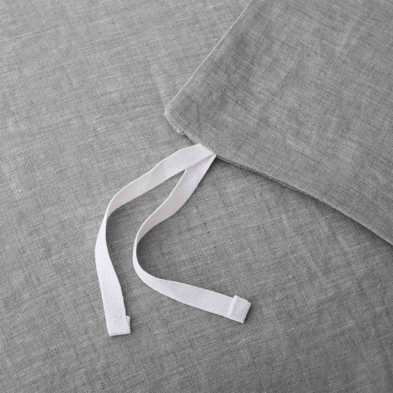 Ensemble de housse de couette réversible 100% lin Boseman, Housse de couette pour très grand lit et 2 taies, Gris