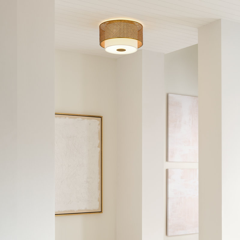 Sawyer 3 - Light Flush Mount, Blonde Rattan