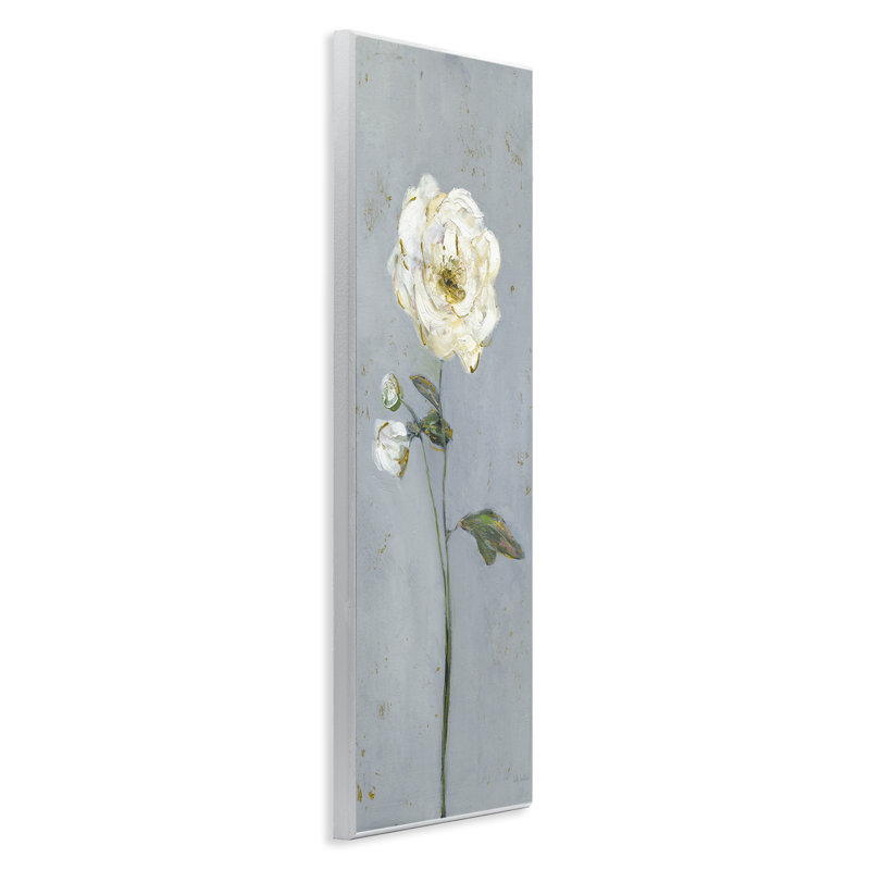Art mural simple fleur sur fond bleu, design par Sally Swatland