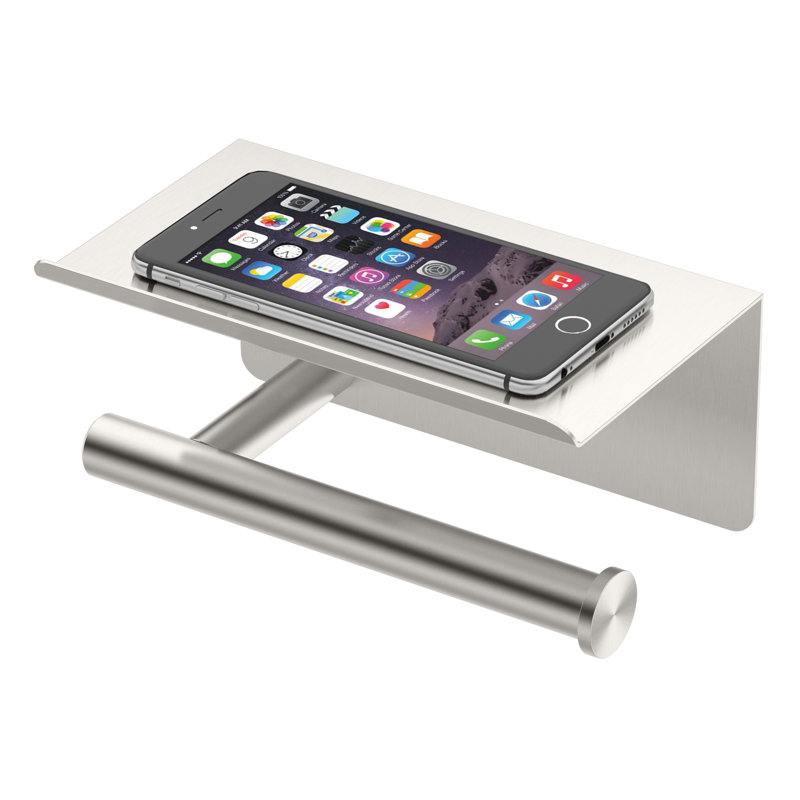 Latitude II Wall Mount Stainless Steel Toilet Paper Holder with Shelf | Single Post Toilet Paper Holder With 7"W Shelf