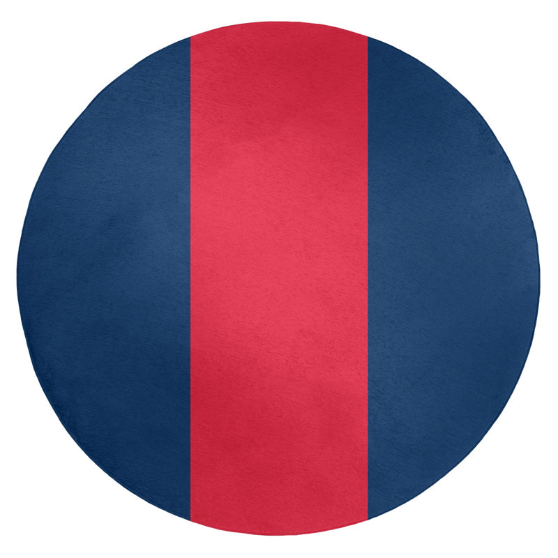 Tapis à rayures bleu marine/rouge, Rond 5 pi