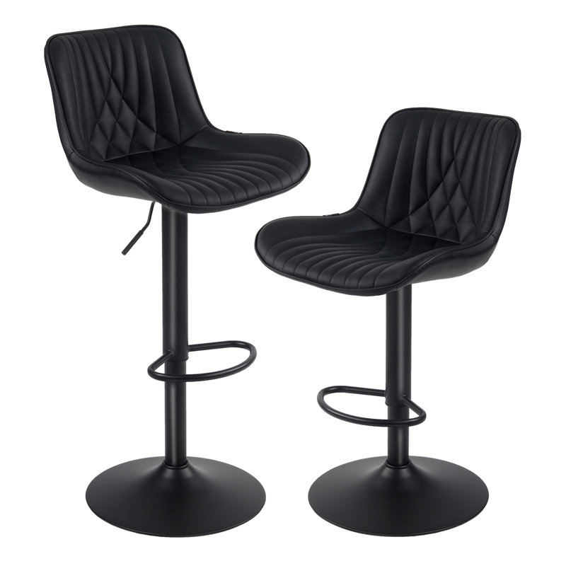 Swivel Bar Stools Modern Faux Leather Upholstered Counter Stools for Kitchen Island, Adjustable Height Stools with Footrest for Home Bar