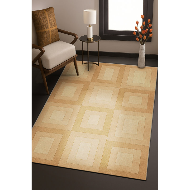 Tapis beige tissé à motif géométrique Mosso, 3'3" x 9'10"