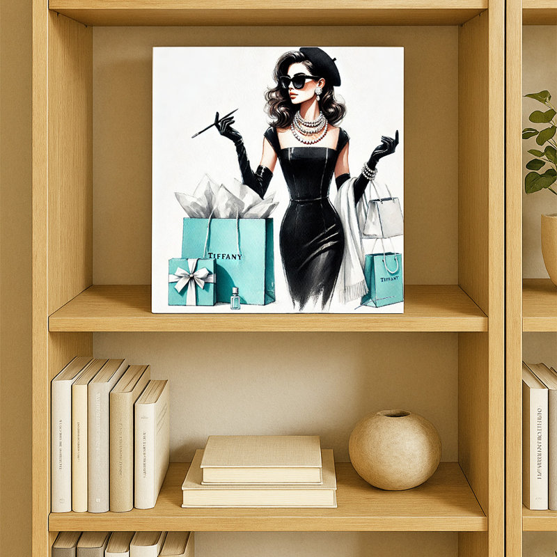 «Parisian Elegance: Tiffany-Inspired Fashion», art mural sur toile, H 12 po x l 12 po x P 1 po