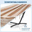 Hamac double robuste avec support en acier - 2 personnes, capacité de 450 lb, dentelle décorative, facile à assembler - idéal pour le patio, la cour, le bord de la piscine, la plage - bande jaune beige, 9 pi